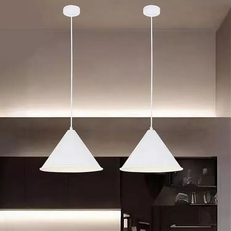 TRADE SHOP - Lampadario A Sospensione E27 Ferro Paralume Moderno Contemporaneo Cono Bianco 33375 -