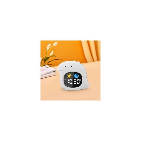 Réveil dinosaure pour enfants – Horloge numérique rechargeable – Chambre d'enfant – ABS blanc (1/5)
