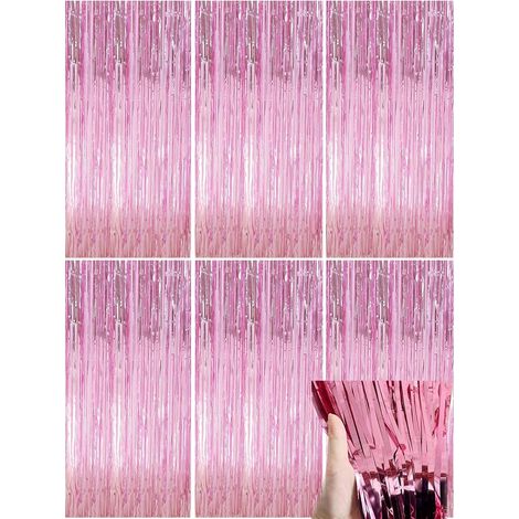 Lot de 6 Rideau à franges, Plastique brillant, 1m x 2m, Décoration fête, Mariage, Anniversaire (1/5)