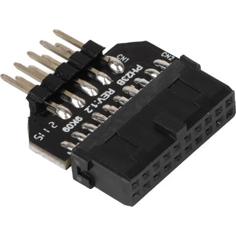 Adaptateur répartiteur USB pour carte mère : adaptateur de conversion USB 2.0 9 broches vers USB 3.0 19 broches (prise femelle en façade). (1/5)
