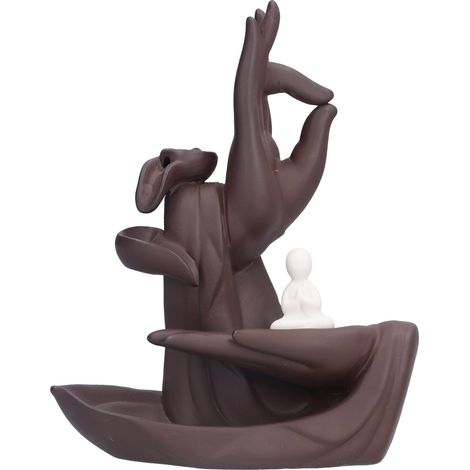 Handgefertigter Räuchergefäß in Form einer Buddha-Hand aus rotem Porzellan, umgedrehter Rauchdiffusor, dekorativ für Zuhause, Büro, Spa, Yoga, Hammam (1/5)