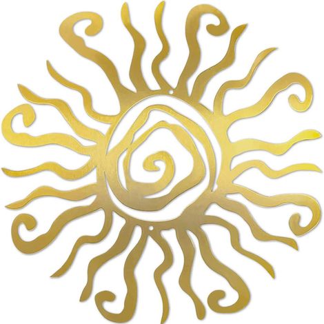 Sol colgante de metal como decoración de pared, hecho de hierro de colores con patrón 3D, 30 cm, incluido en la entrega. (1/5)