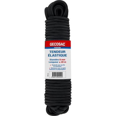 Corda elastica bungee da 8 mm, lunga 20 metri, nera. SANS MARQUE (1/2)