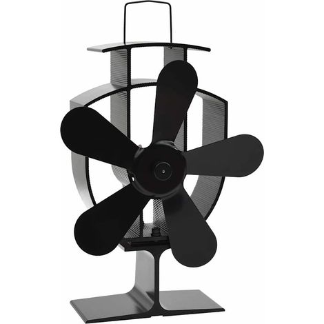 vidaXL Ventilador de estufa accionado por calor 5 aspas negro (1/2)