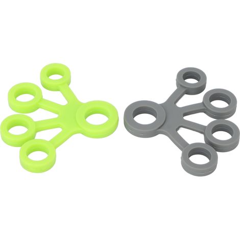Lot de 2 écarteurs de doigts portables en silicone haute élasticité pour cinq doigts, pour guitariste, vert et gris, 4 kg (1/5)