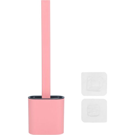 Wandmontierte WC-Bürste mit langem Griff und Halterung – Rosa Badezimmeraccessoire