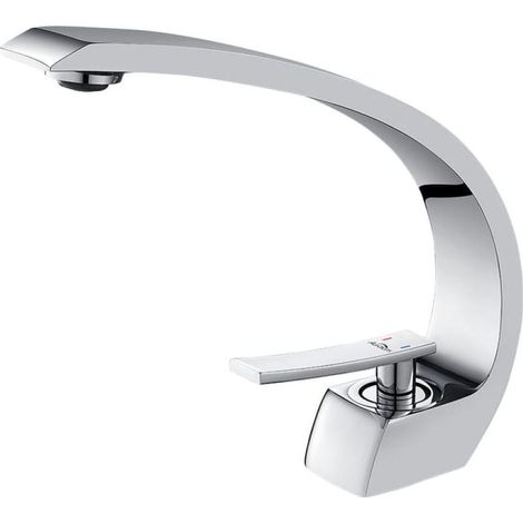 Robinet de lavabo de salle de bain design cascade robinet mélangeur en laiton chromé robinet de toilette salle de bain robinet créatif (1/5)