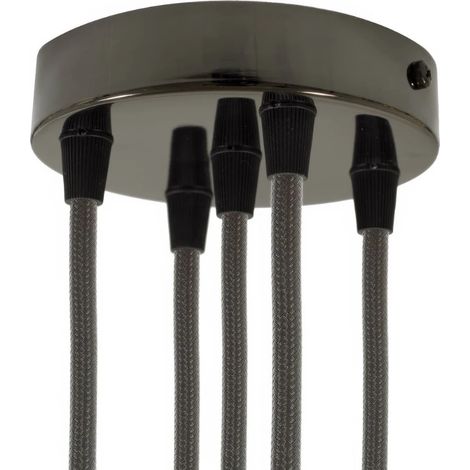 creative cables Kit rosone cilindrico in Metallo a 5 Fori - Conico, Nero Perla