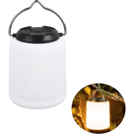 Linterna LED recargable para camping - Luz blanca cálida de 3000 K, portátil e impermeable para tienda de campaña - Duración de la batería de más de 10 h, 3 modos de brillo ajustables (1 unidad) (1/4)