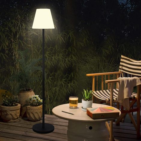 Lampadaire d'extérieur solaire avec capteur de lumière, intensité variable RVB et blanc chaud, lampe sur pied sans fil, rechargeable par USB,Lampes solaires LED pour terrasse,Jardin
