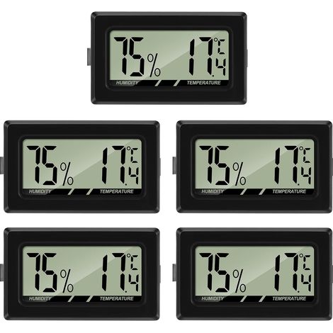 Luftfeuchtigkeitsmesser Thermometer Hygrometer Mini Digital Temperatur Zimmerthermometer für Innen Büro Wohnzimmer (5PCS) (1/5)