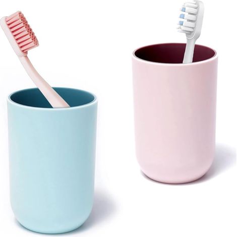 Juego de 2 vasos de plástico para baño/cocina, sencillos y prácticos para el almacenamiento diario.