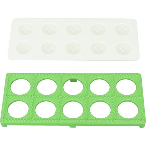 Raviolipresse mit 10 Löchern, aus robustem ABS-Eisen, quadratisch, zur Herstellung von Ravioli-Portionen zu Hause, grün (1/5)