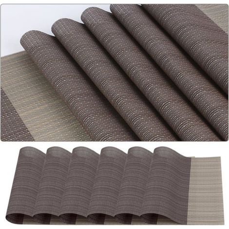 Set Table Lavable - Lot 6, Marron 45x30cm - PVC Antidérapant Résistant - Cuisine Aucunely (1/5)