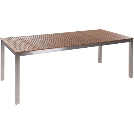 Tavolo da Giardino Legno di Teak Chiaro Struttura Acciaio 200 x 90 cm Viareggio II