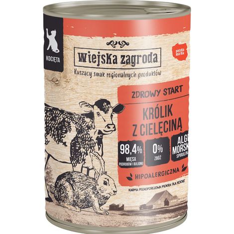 Wiejska Zagroda Healthy Start nourriture humide pour chaton Junior Lapin Veau 400g