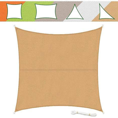 Voile d'ombrage Hydrofuge, Sable, 3 x 3 m (1/5)