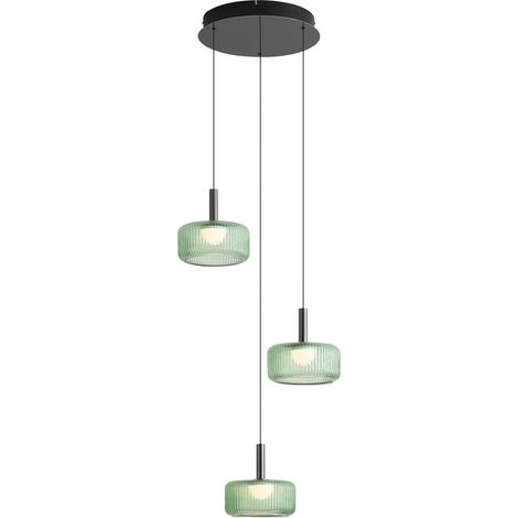 QAZQA Design Pendant Lamp Gunmetal with Green Glass, Incl. LED (1/5)