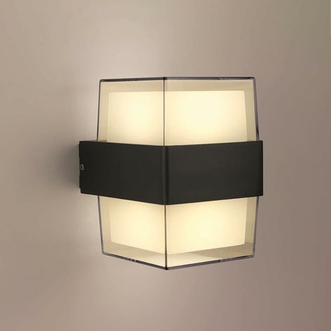 Applique murale à LED extérieure 2 × 5W applique murale extérieure IP65 étanche mur d'éclairage extérieur haut et bas noir 3000K blanc chaud 750LM applique murale extérieure pour terrasse garage débar (1/5)