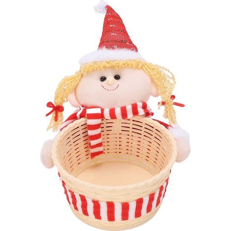 Panier à bonbons de noël, bol à vaisselle, Snack, Fruits secs, support de stockage pour décoration de Table et de bureau, rouge (1/5)