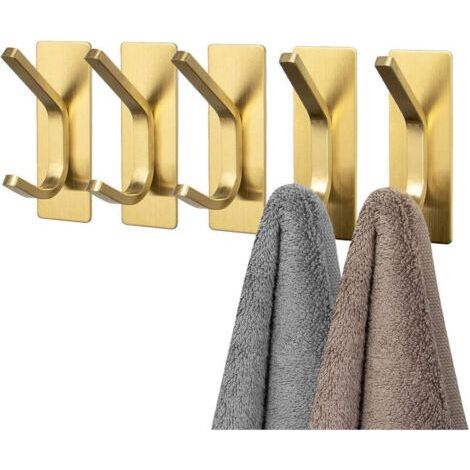 ALLIANDISCintres muraux à coller pour salle de bain, salon, cuisine, crochets adhésifs, porte-serviettes de bain en acier inoxydable sans perçage, crochets muraux antirouille pour manteau, sac, chapea (1/5)