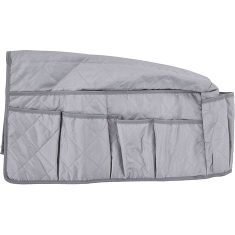 Pochette Organisatrice pour Canapé Gris, Support Télécommande avec Poches, Anti-Poussière et Imperméable, Rangement pour Accoudoir de Canapé (1/5)