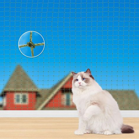 1 Filet de Protection Chat, 3x4 m, Mailles 3 cm, HDPE Renforcé, Avec Corde et Accessoires, Pour Balcon Fenêtre