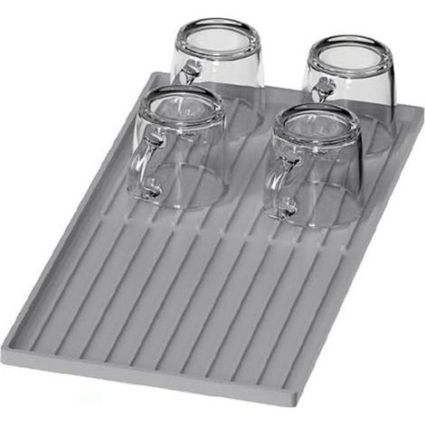Filiyano-Tapis de protection en silicone pour machine à café - Plateau carré double couche amovible pour plan de travail et porcelaine grise 6140,51 (1/2)
