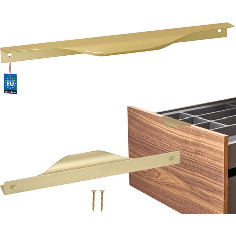 Tirador de muebles Modern Edge de aluminio color oro mate de 192/212 mm.