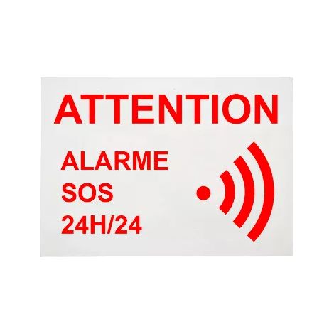 Autocollant / adhésif vitre 'ATTENTION ALARME SOS 24H/24' (8 x 6 cm) (1/2)