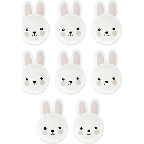 Lot de 8 assiettes en papier en forme de lapin, jetables, pour les fêtes et rassemblements, Pâques-24X17CM-White (1/4)