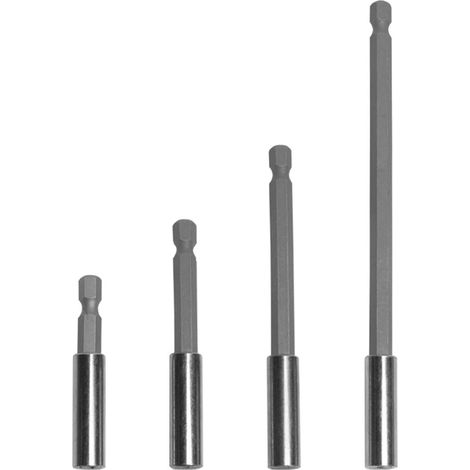 Porte-embout magnétique long 60 mm, 75 mm, 100 mm, 150 mm, 4 pièces, acier au carbone, tige cylindrique, bois, métal, plastique