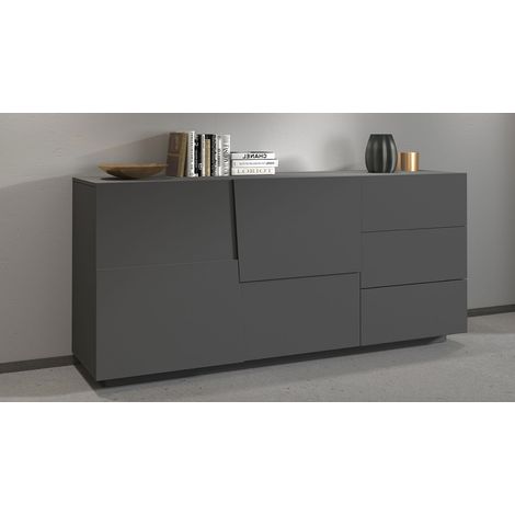 Credenza 2 Ante 180x44x86 cm Pongo 2A 3C Grigio Antracite Opaco (1/5)