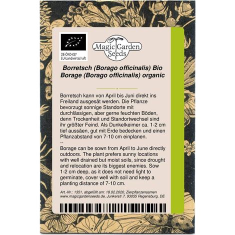 Bourrache officinale (Borago officinalis) Bio env. 50 semences (1/5)