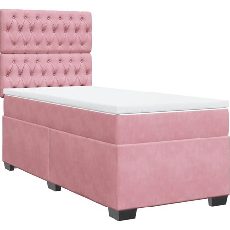 Maison Exclusive - Giroletto a Molle con Materasso Rosa 90x200 cm in Velluto (1/5)
