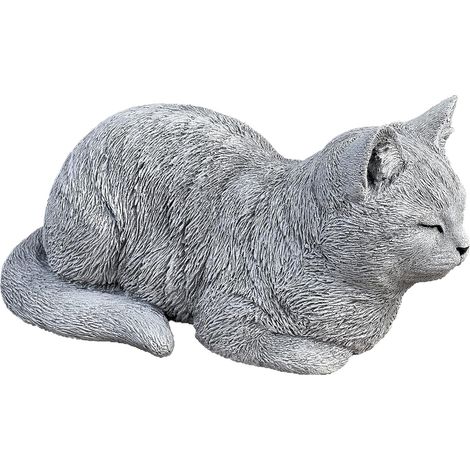 Statue Chat en Pierre, 36 cm, Résistante au Gel jusqu'à -30°C, Décoration Extérieure, Idéal Jardin et Terrasse (1/5)