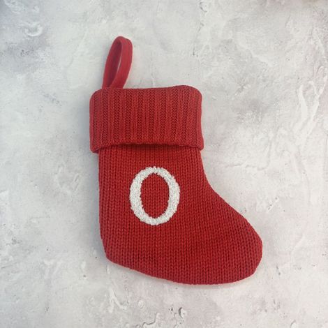 Chaussette De Noël - Chaussette Lettre Initiale Tricotée Câble - 18 x 15 x 2 cm - Rouge - Pour Cheminée Arbre Décoration Fête - 1 Pièce (1/3)