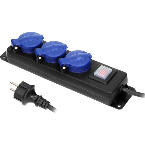 ORNO OR-AE-13192 (GS) - Presa multipla da 5 m, IP44, 3 vie, con cavo da 5 m (5 m)
