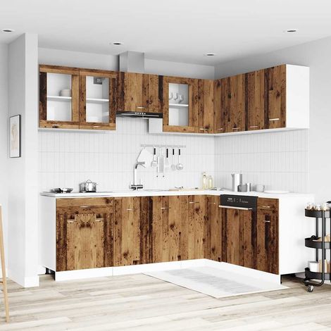 11 Piece Kitchen Cabinet Set Lyon Old Wood Engineered Wood vidaXL