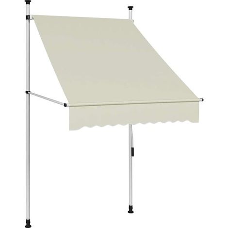 Auvent manuel rétractable 100 cm crème - Auvent de terrasse protection solaire jardin extérieur résistant (1/5)