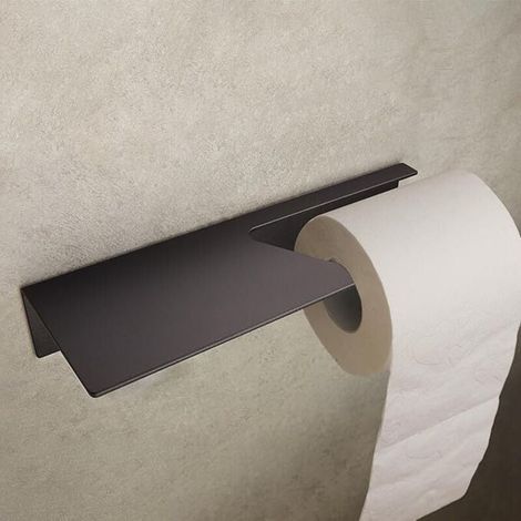 Design Hambourg Porte Papier Toilette sans Percer I Support Papier Toilette Salle de Bain Mural Auto Adhésif I Porte-Rouleau Papier WC I Noir Mat (1/4)