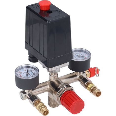Klimaanlagen-Kompressor-Set mit vertikalem Druckventil, Regler und Manometer (90–120 PSI, 240 V/380 V Wechselstrom). (1/5)