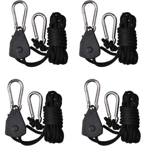 4 Stück 2 Paare Seilratsche Ratsche Innengetrieberatsche Abschlepphaken mit Karabiner Seilratschen-Aufhängungsset Hebevorrichtung 2 m lang 68 kg (1/5)