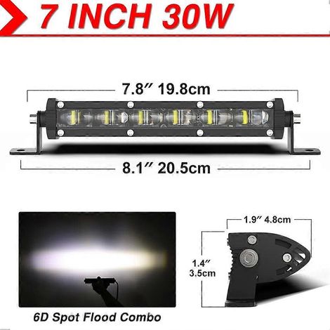 Barre lumineuse LED NAOEVO 6D 60W 120W 180W avec feux de jour, antibrouillards et feux de travail LED pour 4x4 tout-terrain, phare LED 6D pour Nissan Lada, quad et camion (6D-7IN-W). (1/5)