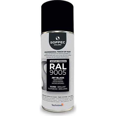 Peinture Acrylic Premium Noir foncé Brillant 400Ml RAL9005 - SOPPEC - 424131