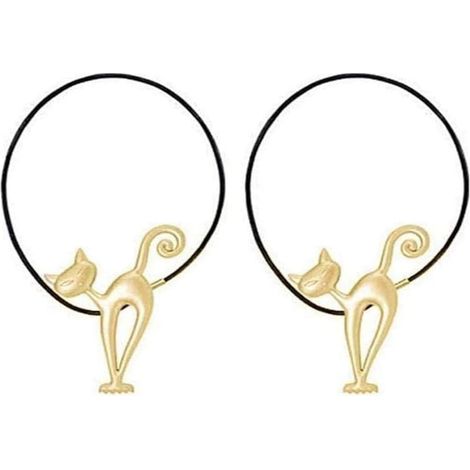 Set mit 2 magnetischen, katzenförmigen Gardinenhaltern für Zuhause – Gold