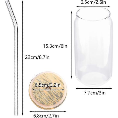 Stück robuste, transparente Milchbecher (395 ml/580 ml) mit Bambusdeckel – auch als Kaffeebecher oder Cola-Dosenbecher geeignet – kreatives Geschirr (1/5)