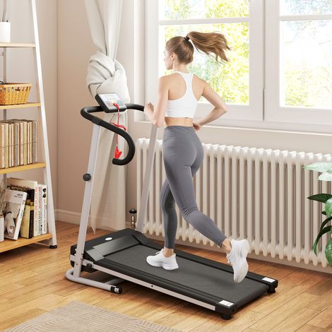 Tapis roulants pliables avec inclinaison, Tapis roulants électriques portables avec écran LCD, Vitesse 1-10 km/h, Roues, Poignée, pour Domicile, Domicile et Bureau, Noir (1/5)