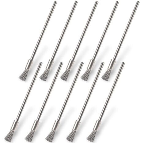 10 pièces brosse métallique en acier inoxydable pour perceuse petite brosse métallique en acier 3mm perceuse à brosse métallique pour nettoyer la rouille Corrosion saleté peinture (1/5)