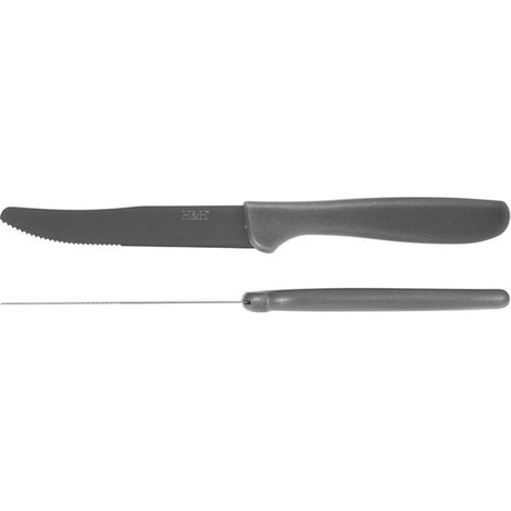 Set 6 coltelli in acciaio inox mezza lama seghettata grigio